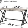 Grey Desk Industrial Wood Home Office Computer for Bedroom Farmhouse Metal Wooden Study Work PC Gaming Writing Table Modern Simple Executive with Storage 47 Inch Light Gray Image 2