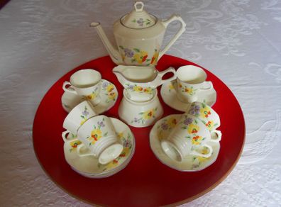TUSCAN CHINA PLANT Art Deco Fine China 15 Piece Coffee Set - Real Gem.