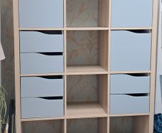 ikea Oak Kallax Unit with cabinets and drawers