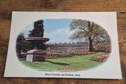 Vintage Postcard Royal Crescent and Gardens, Bath, England - free standard postage