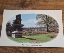 Vintage Postcard Royal Crescent and Gardens, Bath, England - free standard postage