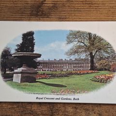 Vintage Postcard Royal Crescent and Gardens, Bath, England - free standard postage