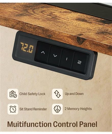 Electric Height Adjustable Standing Desk, 100x60cm Sit Stand Desk with Cable Tray, Hook and Storage Pocketse, Stand Up Desk with Memory Controller for Home Office