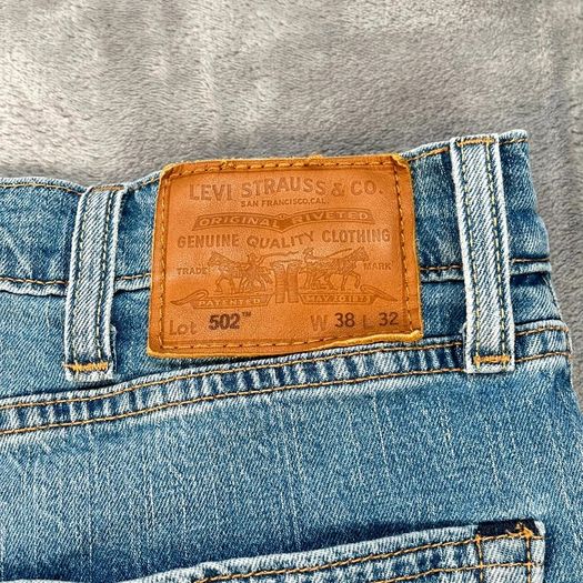 Levis 502 Premium Mens Jeans Blue W38 L31 Straight - Stretch Denim- Big E