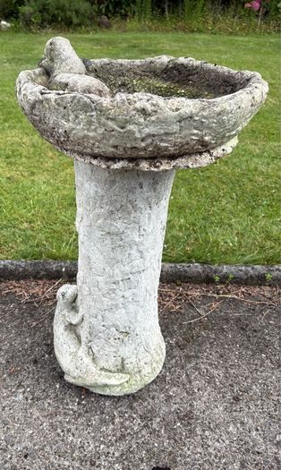 Vintage cast reconsituted  stone birdbath c1950