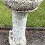 Vintage Reconstuted stone birdbath with otter decoration c1940 Image 2