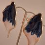 Irregular Navy Ombre White Gold Leaf Stud Earrings Image 6