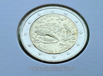 Lithuania 2021 year Uncirculated 2 Euro coin.