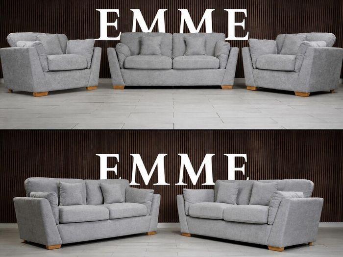 Emme 3+2 or 3+1+1 Grey Fabric Sofa Set