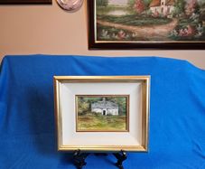 Original oil painting by Liz Fearon - likely titled "Abandoned Cottage, Killadoon"