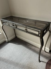 Large Quality Glass Top Console /Hall Table