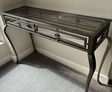 Large Quality Glass Top Console /Hall Table