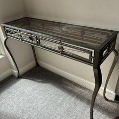 Large Quality Glass Top Console /Hall Table