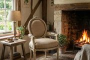 Very nice c carved wood chair with sacking material