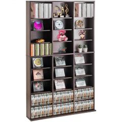 Media Storage Cabinet, 9-layer DVD Shelf Holds up to 756 CDs, Adjustable CD Shelves 27 Compartments, Protects & Organizes Music, Movie