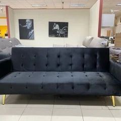Luxury Velvet Sofa Bed with Golden Legs black