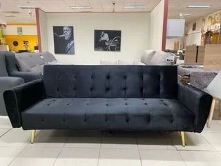 Luxury Velvet Sofa Bed with Golden Legs black