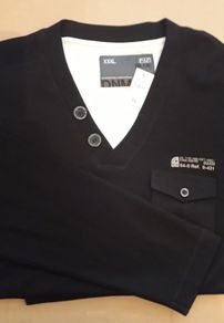 F&F Blue Men's Black Long Sleeve Sweatshirt with White Mock Layer in Size XXXL (Brand New & Tagged)