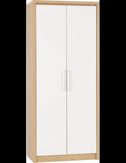 Seville White and Oak Wardrobes (X2) and Chest of Drawers (X1)