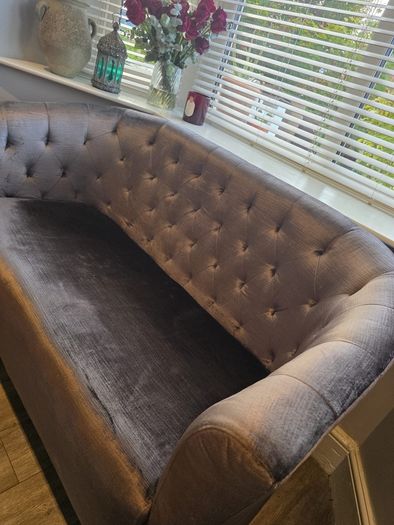 Olive Green Velvet Loveseat / Compact 2 Seater Sofa
