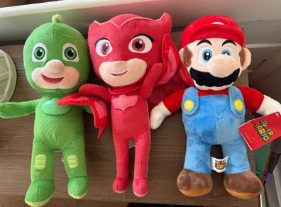 Battery operated PJ Masks and Mario soft toy