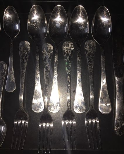 Set cutlery knife fork spoon and tea spoon