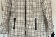 Edina ronay check down filled white &amp; black tie belt coat size 12