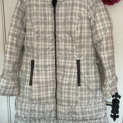 Edina ronay check down filled white & black tie belt coat size 12