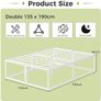 46 cm High Double Bed Frame 135x190 cm, Heavy Duty Metal 4ft6 Double Bed with Sturdy Slats Support, Large Underbed Storage, Noise Free, Easy Assembly, White Image 2