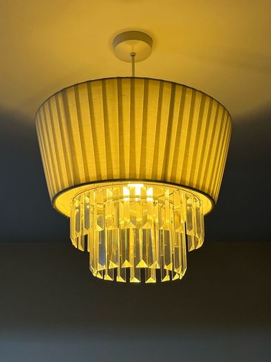 Crystal drop fabric lampshade