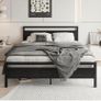5ft King Bed Frame with Wooden Headboard,Heavy Duty Metal Platform Bed Frame King Bed Base No Box Spring Needed,Metal Slats Support Underbed Storage Space,Black,150x200cm Image 8