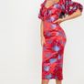 Red floral dress Image 3