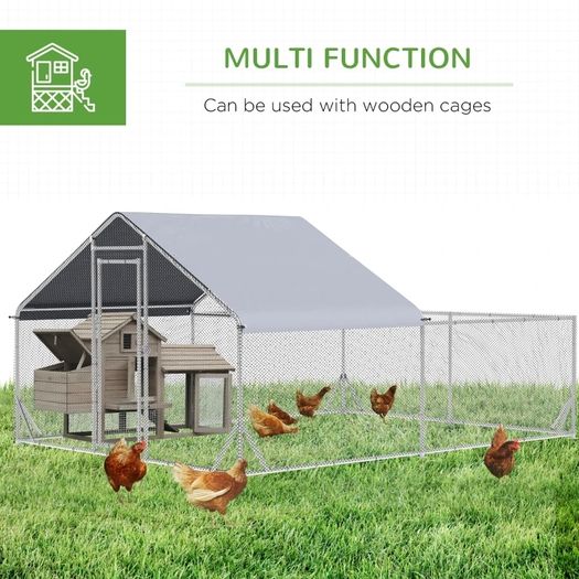 Walk-In Chicken Run, Hen House, with Roof, for Ducks, Chickens, Rabbits