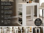 Home Bar Table with Storage Shelves Modern Breakfast Bar & Drinks Station