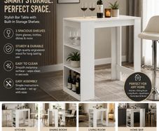 Home Bar Table with Storage Shelves Modern Breakfast Bar & Drinks Station