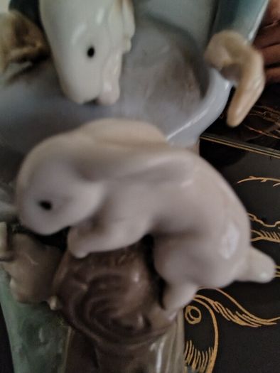 Vintage Nao by Lladro. Girl with rabbits. 1987.  #1026