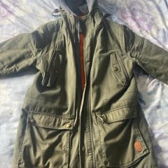 Green parka jacket
