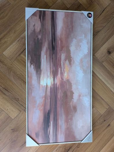 Brand New Abstract Framed Canvas - Mauve Pink - 100x50cm