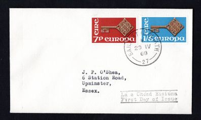 1968 Ireland Europa (CEPT) Commemorative Stamp Plain First Day Cover (FDC) With Baile Atha Cliath (Dublin) cancel