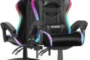 Gaming Chair with RGB Lights, Gaming Armchair with Headrest and Lumbar Support, Ergonomic Gaming Chair for Gaming Room, Teenagers With RGB, Black