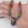 Vintage Venetian Style MultiColor Mix Glass With old Face Glass Pendant Necklace Image 10