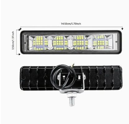 2 pce - 6 inch - Super Bright 24 LED Light Bar for Off-road Vehicles, Cars, Motorcycles, SUVs - 1200LM White LED External Lamp, Aluminum, Black