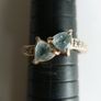 Vintage Solid 14k Gold Aquamarines And Diamonds Ring Size O - 3,35g Image 10