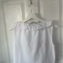 Mango White 100% Cotton Ruffle V-Neck Sleeveless Top - Size Medium. Image 3