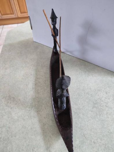 Ebony African caved Fishing Boat.