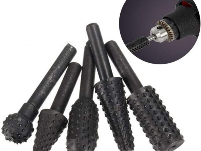 5PCS Woodworking Twist Drill Bits,Rotary Burr Set Carving Tool 6mm(1/4) Shank Electrical Tools Carpentry Cutting Rotating Embossed Grinding Head