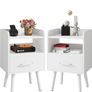Bedside Table Set of 2, Nightstand, Side Table, Wooden Sofa End Table with Fabric Drawer, Open Shelf, Solid Wood Legs, 39x29x63 cm, for Bedroom, Living Room, White Image 8