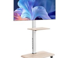 Rolling TV Stand, Mobile TV Cart for 32-70 Inch Screens, 25 Left-Right Rotation and Height Adjustable TV Mount with Tray, Holds up to 88 lbs for Corner, Bedroom, Outdoor, Max VESA 600x400mm
