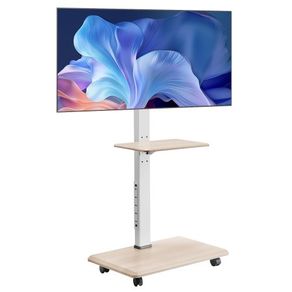 Rolling TV Stand, Mobile TV Cart for 32-70 Inch Screens, 25 Left-Right Rotation and Height Adjustable TV Mount with Tray, Holds up to 88 lbs for Corner, Bedroom, Outdoor, Max VESA 600x400mm