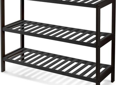 NEW SALE | 3 Tier Natural Bamboo Shoe Rack Easy Assembly & Strong Design Shelf Organiser Ideal for Bedroom,Bathroom,Hallway & Small Spaces Large Capacity Up to 12 Pairs of Shoes(55x70x25cm)